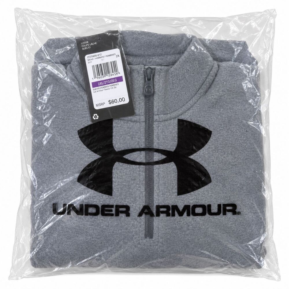 Under Armour Men's Armour Fleece 1/4 Zip Pullover Gray 2XL NWT